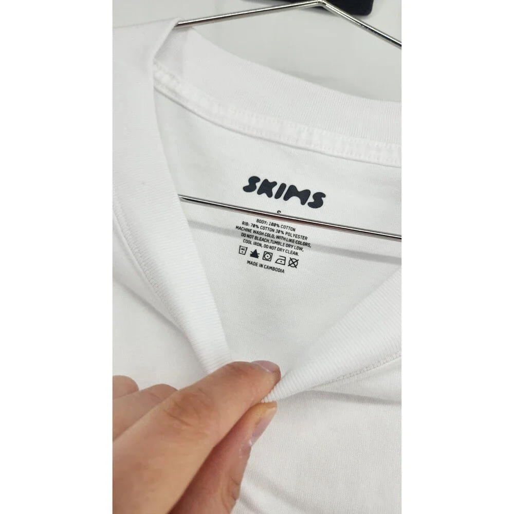SKIMS‎ Men's Small White Chalk Heavyweight Cotton Long Sleeve T-Shirt NWT